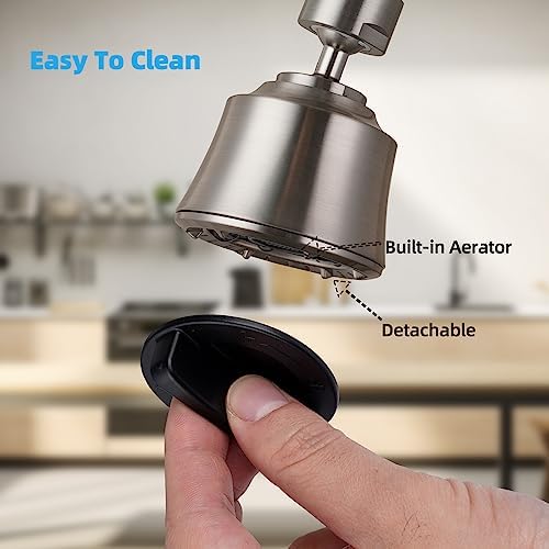 Faucet Aerator 4 Modes, 360° Swivel Faucet Sprayer Head, Brushed Nickel - Image 6