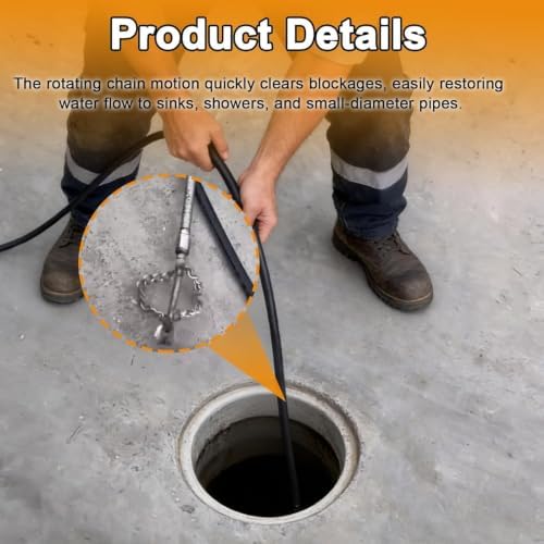 16.4 Ft Flex Shaft Sewer Cleaning Tool, Flex‑Shaft Sewer Descaling Chain, Push-Type Rotary Cable Sewer Dredge for PVC Pipes, Toilets, Traps & Industrial Boilers - Image 7