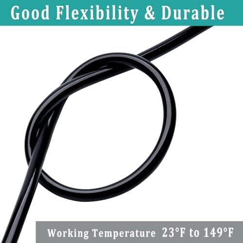 1/2" id - 100ft Black Vinyl Tubing Flexible PVC Irrigation Hose & 2 Clamps - Image 3
