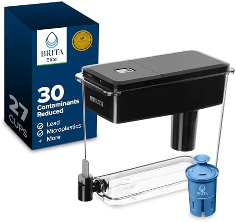 Brita XL 27 Cup Water Pitcher Dispenser, Includes 1 Elite Filter, Black by Brita