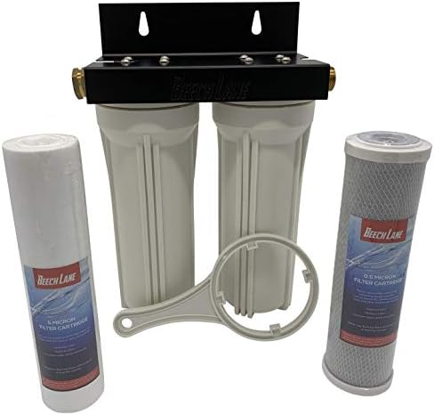Beech Lane External RV Dual Water Filter System, Leak-Free Brass Fittings, Mounting Bracket and Two Filters Included, Sturdy Construction is Built to Last by BeechLane