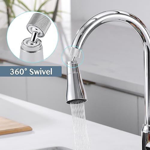 Kitchen Sink Faucet Sprayer Attachment - Movable Kitchen Tap Head 360° Rotatable Anti-Splash Sink Sprayer Facuet Nozzle Head Water Saving Faucet Aerator - 2 Modes Sprayer Chrome - Image 3