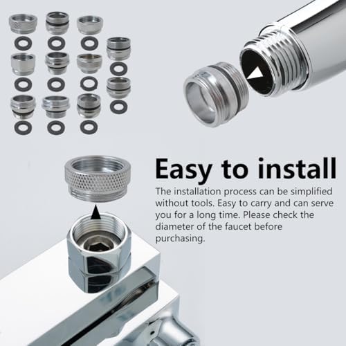 [2025 New] 11 Pcs Faucet Adapter Kit Male Female Sink Faucet Adapter Kitchen Sink Brass Aerator Adapters Suitable for Connecting Removable Sink Aerator Faucets - Image 3