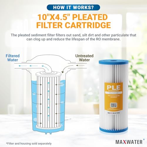 Max Water 50 Micron 10 x 4.5 Pleated Sediment Water Filter, Washable Replacement Cartridge for 10" BB Whole House Systems Compatible with R50-BBSA, FXHSC, WFHDC3001, W50PEHD, GXWH40L (4 Pack) - Image 4