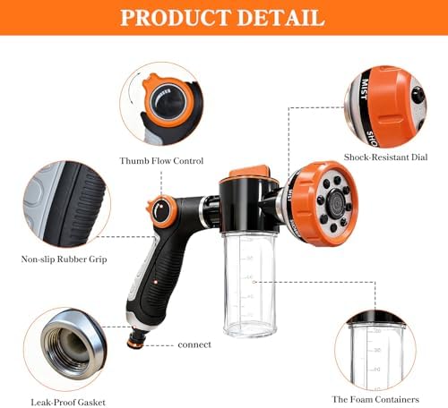 SCHITEC Upgraded Dog Wash Hose Attachment with 100cc Soap Dispenser, 8-in-1 Spray Modes Dog Shampoo Sprayer Nozzle Pet Shower Attachment for Bathing Dogs, Car Wash, Garden Watering - Image 3