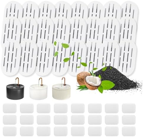 MISFANS Ceramic Cat Water Fountain Filters, 24 Filters and 24 Sponges by MISFANS