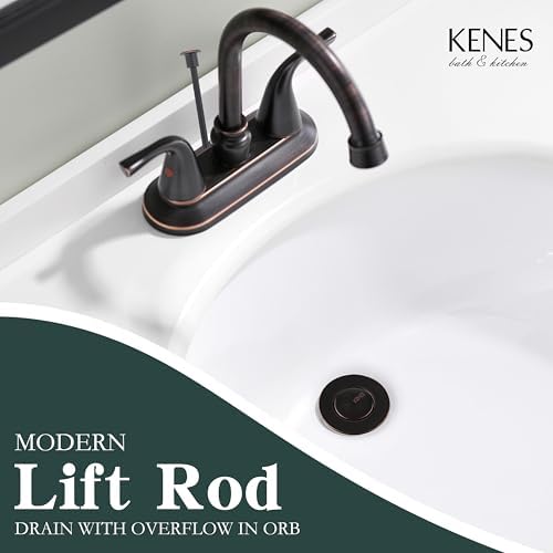 KENES Oil Rubbed Bronze Bathroom Sink Drain Assembly with Lift Rod - Image 2