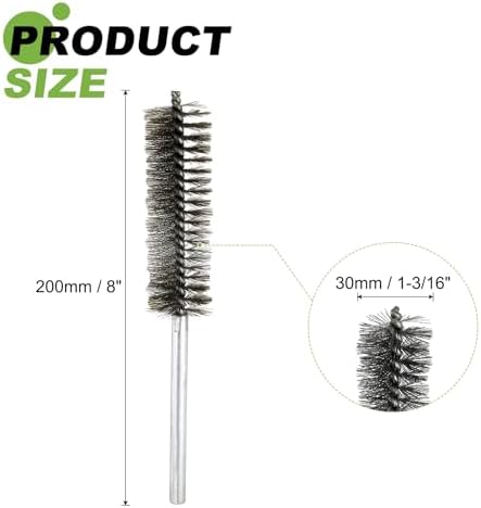 HARFINGTON 4pcs Wire Bore Brush Set 8 Inch Length 1.2 Inch Shank Stainless Steel Bristles Cleaning Brush for Clean Car Part Tube Kitchen Garage - Image 2