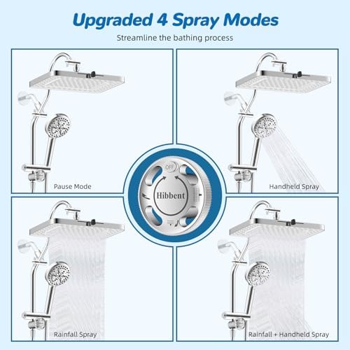 Hibbent 5-spray Dual Filtered White Rain Shower Head, 10 Spray Handheld - Image 4