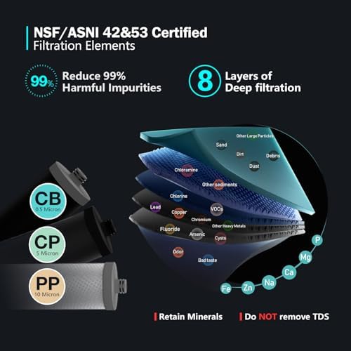 Frizzlife TW10 Under Sink Water Filter System, NSF/ANSI 53&42 Certified Elements, Reduce 99.99% Lead, Chlorine, Chloramine, Fluoride, Bad Taste & Odor, Direct Connect, 0.5 Micron, USA Tech Support - Image 2