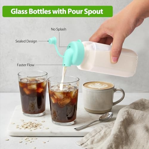 CUCUMI 12 Pack 16 Oz Glass Milk Bottles with Lids - Image 2