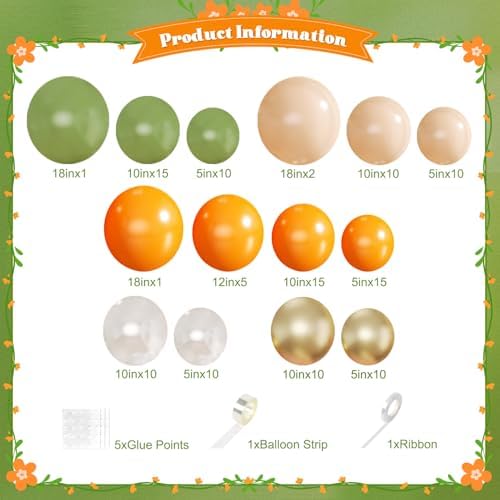 Orange and Green Balloon Arch kit for Little Cutie Baby Shower Decorations - Image 2