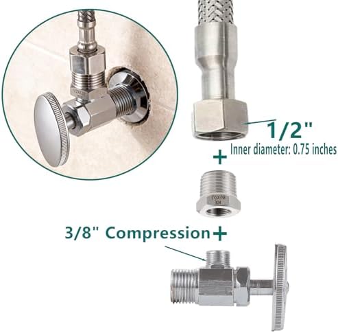 1/2 NPT Male to 3/8 Compression Female Thread Bushing Pipe Fitting（Lead-Free）,304 stainless steel Water Line Adapter, Supply Line Adapter for Kitchen Bathroom Plumbing - Image 3