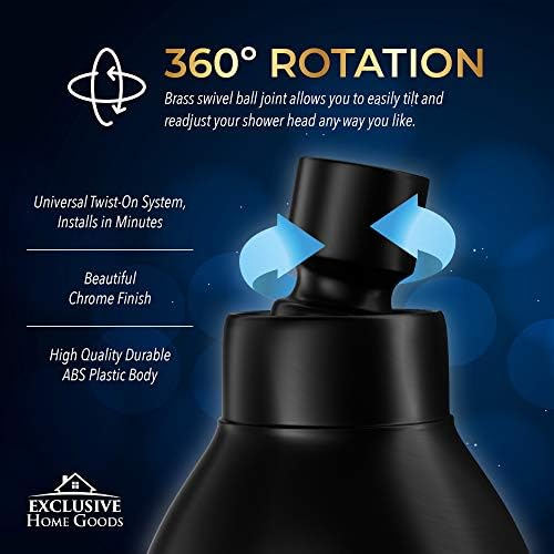 High Pressure Shower Head - Powerful Deluxe Bathroom Showerhead with Strong Spray Stream and Small Silicone Nozzles - Universal Fit Works with High and Low Water Flow Showers (Matte Black)-1.8 GPM - Image 5