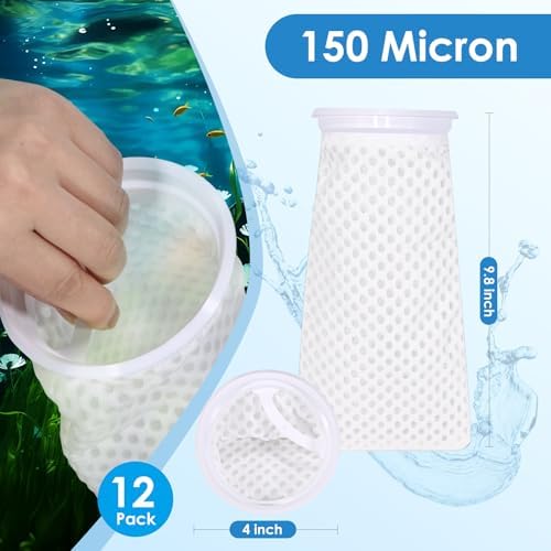 12 Pack 4 Inch Filter Sock, 150 Micron, Ring Honeycomb Filter Socks, Filter Socks for Saltwater Aquarium,Freshwater Aquarium Filter Bags, Filter Bags for Fish Tank - Image 2