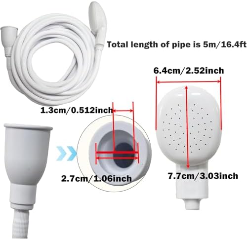 5m/16.4ft Sink Spray Rubber Hose Portable Faucet Sprayer Garden, Shampoo Sprayer Handheld Shower Head Spray Hose Attachment for Dog, Pets, Bathing Baby, Washing Hair, Rinsing Vegetables - Image 2