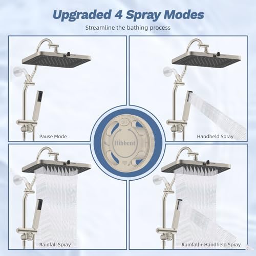 Hibbent 5-Mode 13" Rain Shower head, 4-Mode Handheld Shower, Brushed Nickel - Image 4