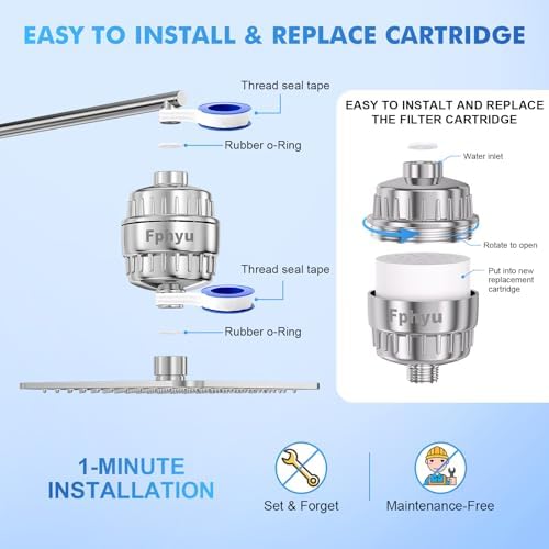 20 Stage Shower Filter, Universal Hard Water Filter Removes Chlorine & Impurities, High Flow Chrome Shower Head Filter Water Softener for Dry Skin, Hair Loss and Sensitive Skin - Image 6