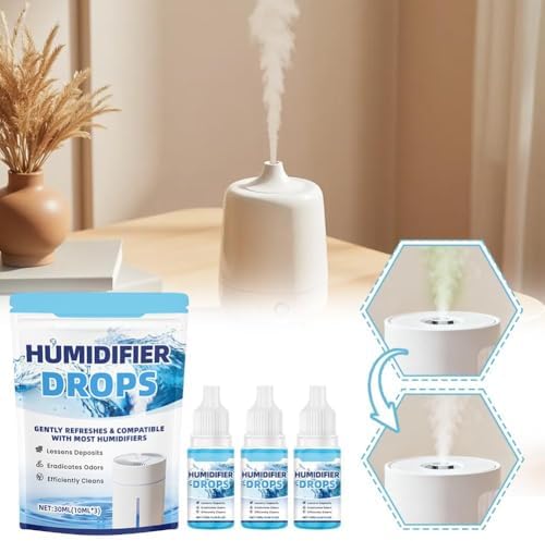 3 Pcs Humidifier Drops – Water Treatment Cleaner for Mineral Buildup & Odor Removal, 30ml (3 x 10ml Bottles), Ethanol-Based Solution for Ultrasonic & Cool Mist Humidifiers - Image 2