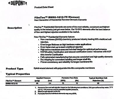 FilmTec, BW60-1812-75 75 gpd TFC Membrane for Undersink Reverse Osmosis (RO) System (Replaces Model TW30-1812-75) - Image 5
