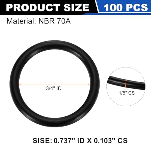 uxcell 100Pcs AS-116 NBR 70A O-Rings 3/4"ID x 3/32"CS/0.737"ID x 0.103"CS - Image 2