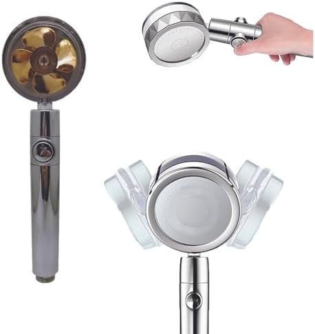Shower Head - High Pressure Turbo Shower Head, Chrome Finished Bathroom Rainfall Shower Head With Handheld Spray & Adjustable 360° Spin Rotation For Luxury Shower Experience by THEPERFRECTPART