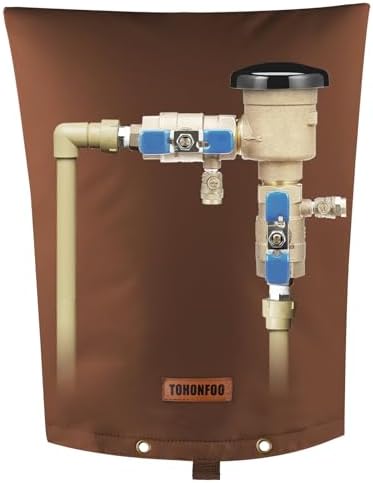TOHONFOO Backflow Preventer Cover, Pipe Freeze Insulation, 16"Wx20"H, Brown by TOHONFOO