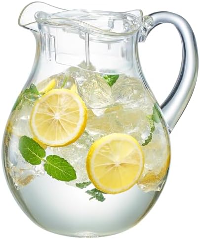 Khen 68 oz Acrylic Pitcher With Lid – 2 Liter Large Plastic Water Jug for Fridge, Iced Tea, Juice, Milk, Hot or Cold Drinks – Serves Up to 8 People, Fills Eight 8 oz Glasses – BPA-Free & Durable by Khen