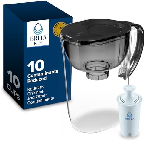 Brita Large 10 Cup Water Filter Pitcher, 1 BritaPlus Filter, Metro, Black by Brita