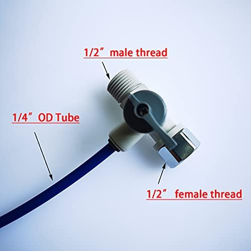 YZM RO water filters Feed Water Adapter 1/2" to 1/4" Ball Valve Faucet Tap Feed Reverse Osmosis (Filter Adapter 1/2" to 1/4") - Image 2