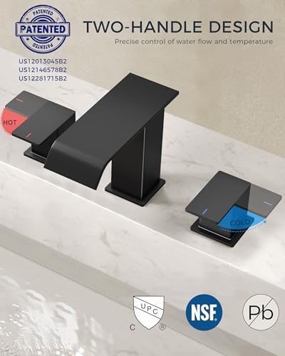 FORIOUS Bathroom Faucet 3 Hole 8" Widespread Sink Faucets Matte Black - Image 6