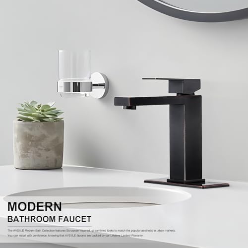 AVSIILE Oil Rubbed Bronze Bathroom Faucet, Single Hole Vanity Bath Faucet - Image 2