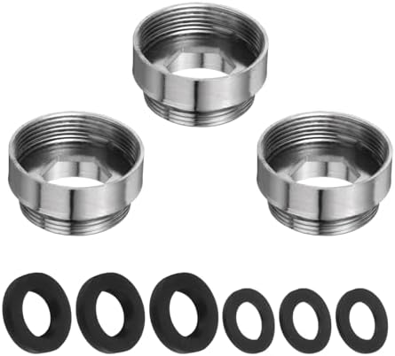 uxcell 3Pcs Faucet Adapter Kit, Male 0.85in to Female 0.91in Kitchen Sink Stainless Steel Tap Aerator Adapter Set to Connect Garden Hose, Water Filter, Standard Hose Diverter by uxcell