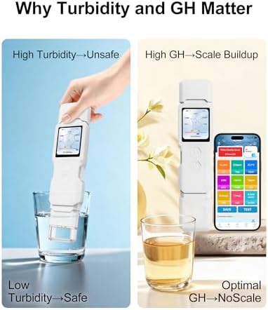 9-in-1 Smart Water Tester with APP Monitoring, Digital Water Test Kit for Turbidity, TDS, EC, Temp, Salt, GH, TOC, COD & UV254, Professional Water Tester for Drinking Water, Well, Tap & Outdoor. - Image 4