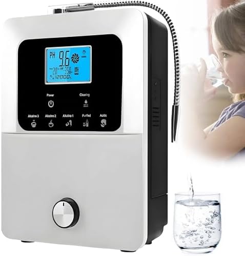 Alkaline Water Ionizer Machine for Home, 11 Titanium Plates, pH 3-11 Water Purifier, 800mV ORP, 8000L Filter Capacity, Premium Silver Design by Unknown