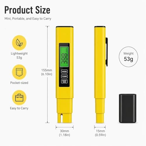 3 in 1 TDS Meter, EC/TDS/Temp Water Tester for Drinking Water, 0-999 PPM - Image 3