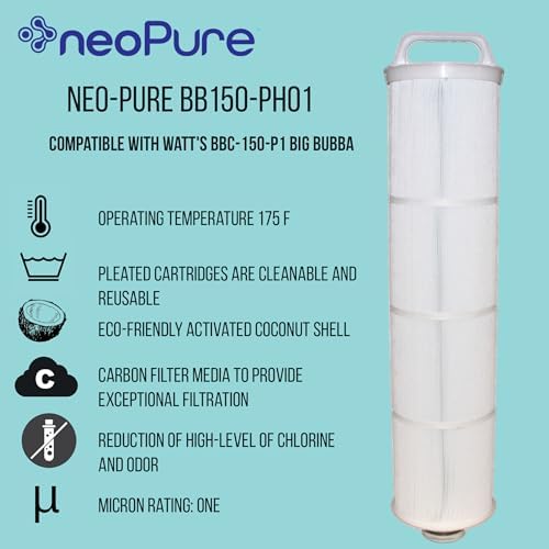 Neo-Pure BB150-PH01A Big Bubba 1 Micron Pleated Filter Cartridge | Compatible with Watts BBC-150-P1A Big Bubba BBH-150 Housing (4 Pack) | High-Efficiency Filtration for Ultra-Clean Water - Image 2
