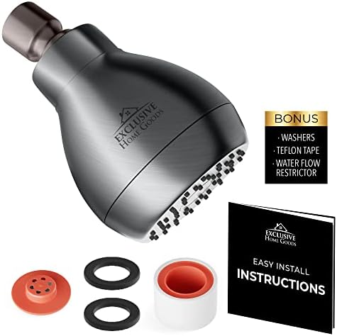 High Pressure Shower Head - Powerful Deluxe Bathroom Showerhead with Strong Spray Stream and Small Silicone Nozzles - Universal Fit Works with High and Low Water Flow Showers Matte Charcoal -1.8 GPM - Image 2