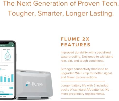 Flume F2X Smart Home Water Monitor and Leak Detector (Newest Model) – Real-Time Water Usage Tracking, Indoor/Outdoor Leak Alerts, Irrigation & Sprinkler Monitoring, Easy No-Plumbing Installation - Image 2