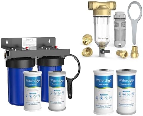 Waterdrop WD-WHF21-FG 2-Stage Iron Reducing Whole House Filter System with WD-RPFK Spin Down Sediment Filter and Iron Reducing Carbon Filter, Bundle by Waterdrop