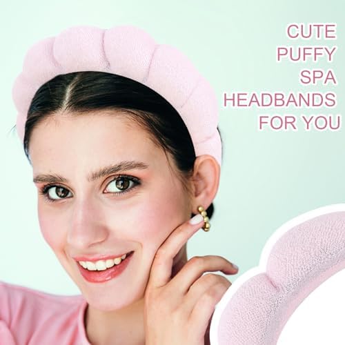 3 Pack Spa Headbands for Washing Face, Skincare & Makeup, Terry Cloth Headbands with Puffy Cloud Design, One Size Fits Most, Comfortable & Durable - Image 5