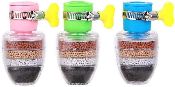 Activated Carbon Water Filter Set, 6 Layer Cartridge, Faucet Filter, Splash-Proof and Water-Saving, Faucet Water Filter for Kitchen Sink (Blue+Pink+Green) by Unknown