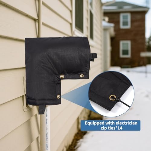 Insulated Backflow Preventer Pouch - Outdoor Pipe Insulation for Winter, Well Pump & Sprinkler Valve Protection (Black 12" W*13" H) - Image 6