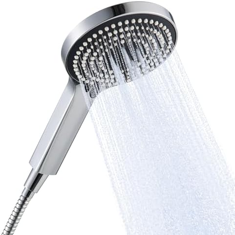 OFFO Handheld Shower Head Set, 6-Mode High Pressure Handheld Sprayer with 60 in Stainless Steel Shower Hose, High Flow Large Powerful Boosting Handheld Showerhead for Low Water Pressure, Chrome by OFFO