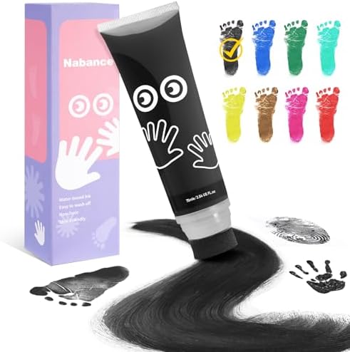 Nabance Baby Hand and Footprint Paint, Sponge Head, Baby Safe Paint, Black by WelcometoNabance