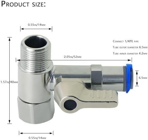 LYMLHVTG 9/16"x9/16"x1/4" Stainless Steel Tee Stop Valve - Image 3
