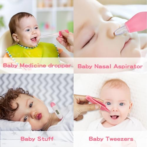 Baby Grooming and Healthcare Kit, Infant Safety Care Set with Hair Brush Comb Nail Clipper Nasal Aspirator,Baby Essentials Kit for Newborn Girls Boys (13 in 1, Pink) - Image 5