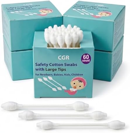 CGR 300pcs Portable Baby Safety Cotton Swabs, Paper Sticks, 5-Pack by CGR
