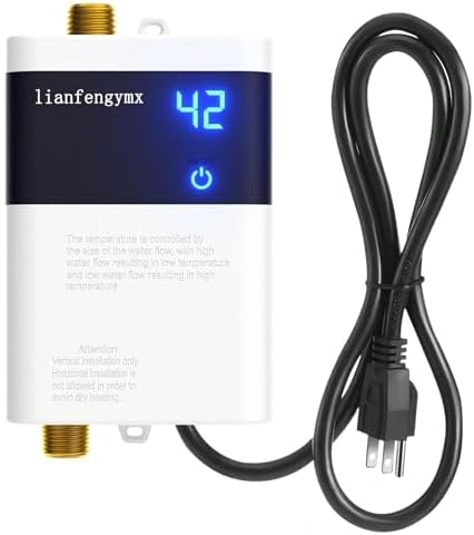 110V Tankless Water Heater 3000W, Instant Under Sink Hot Water Heater with Flow-Controlled Temperature (Lower Flow = Higher Heat), Perfect for Kitchen Sink & RV by lianfengymx