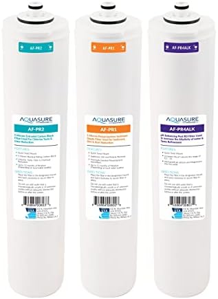Aquasure ‎‎Premier Series Stage 1, 2, 4 Sediment, Carbon Block & Alkaline Remineralizing Replacement Filter Cartridge AF-PRE-ALK, for AS-PR75/100 4-Stage Reverse Osmosis RO Water Filtration System by Aquasure